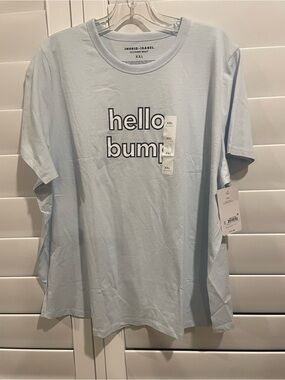 Ingrid & Isabel Light Blue 'hello bump' Maternity Tee XXL